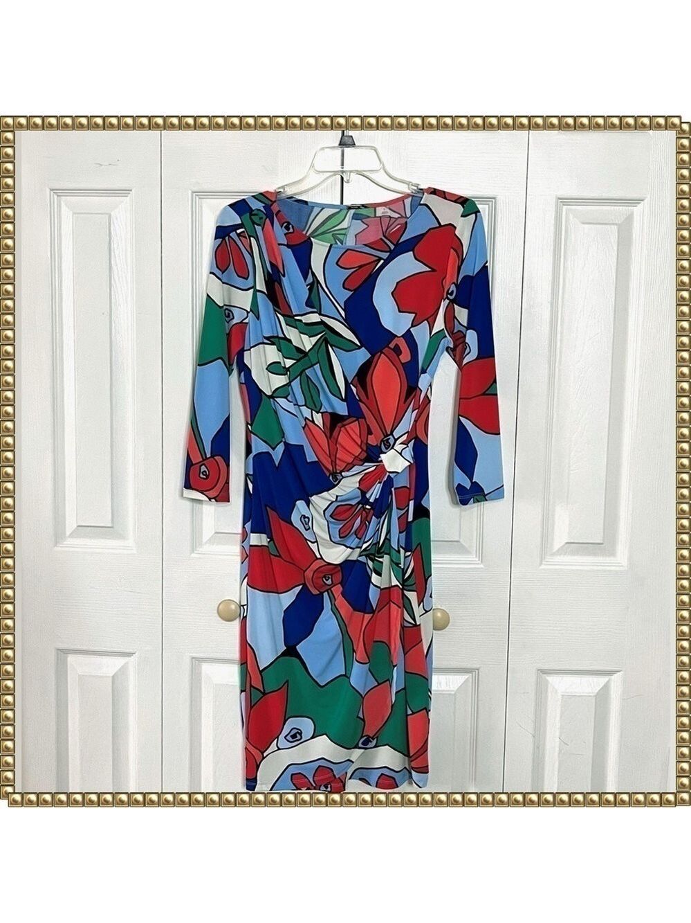 Tahari Floral Faux Wrap Dress Size 6